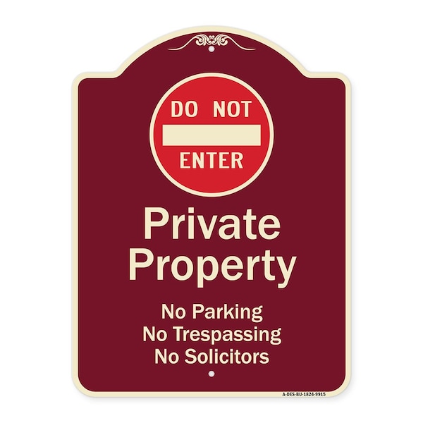 Signmission Designer Series-Private Property No Parking Trespassing Or Solicitors W/ Do, 24" x 18", BU-1824-9915 A-DES-BU-1824-9915 - main